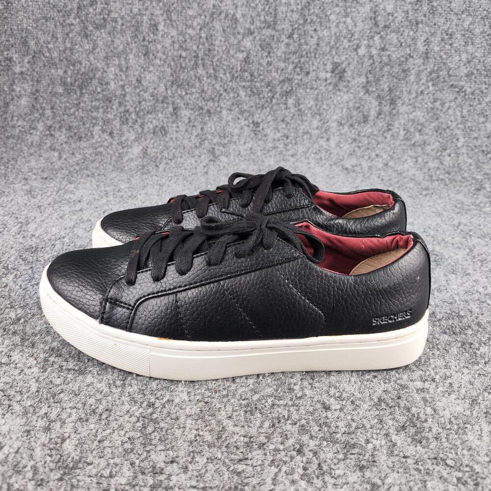 Skechers Shoes Mens Size 4 Black Leather Low Top Casual Sneakers SN 93894L